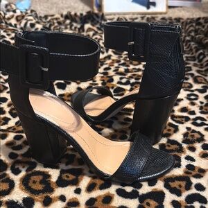 Elegant Black Block Heel Sandals